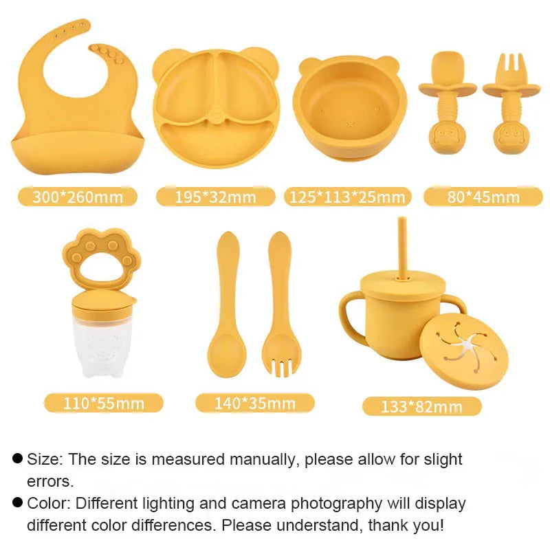 Baby Feeding Set Suction Cup Bowl Personalized Children's Tableware Set Baby Biting Toy Fruit Bear Plate Bowl Infant Cup Feeder