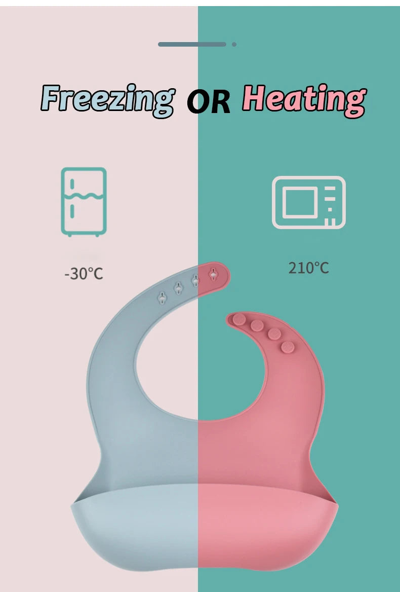 Baby Silicone Tray Bib Waterproof Soft 4-speed Adjustable Bibs Newborn Eating Food Isolate Dirt Feeding Saliva Pocke Kids Stuff