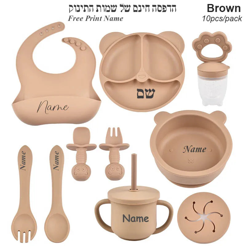 Baby Feeding Set Suction Cup Bowl Personalized Children's Tableware Set Baby Biting Toy Fruit Bear Plate Bowl Infant Cup Feeder