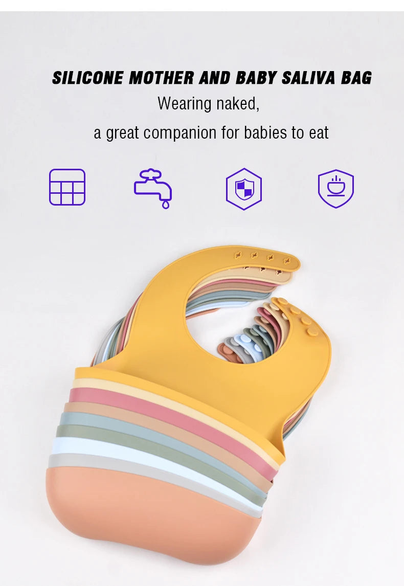 Baby Silicone Tray Bib Waterproof Soft 4-speed Adjustable Bibs Newborn Eating Food Isolate Dirt Feeding Saliva Pocke Kids Stuff