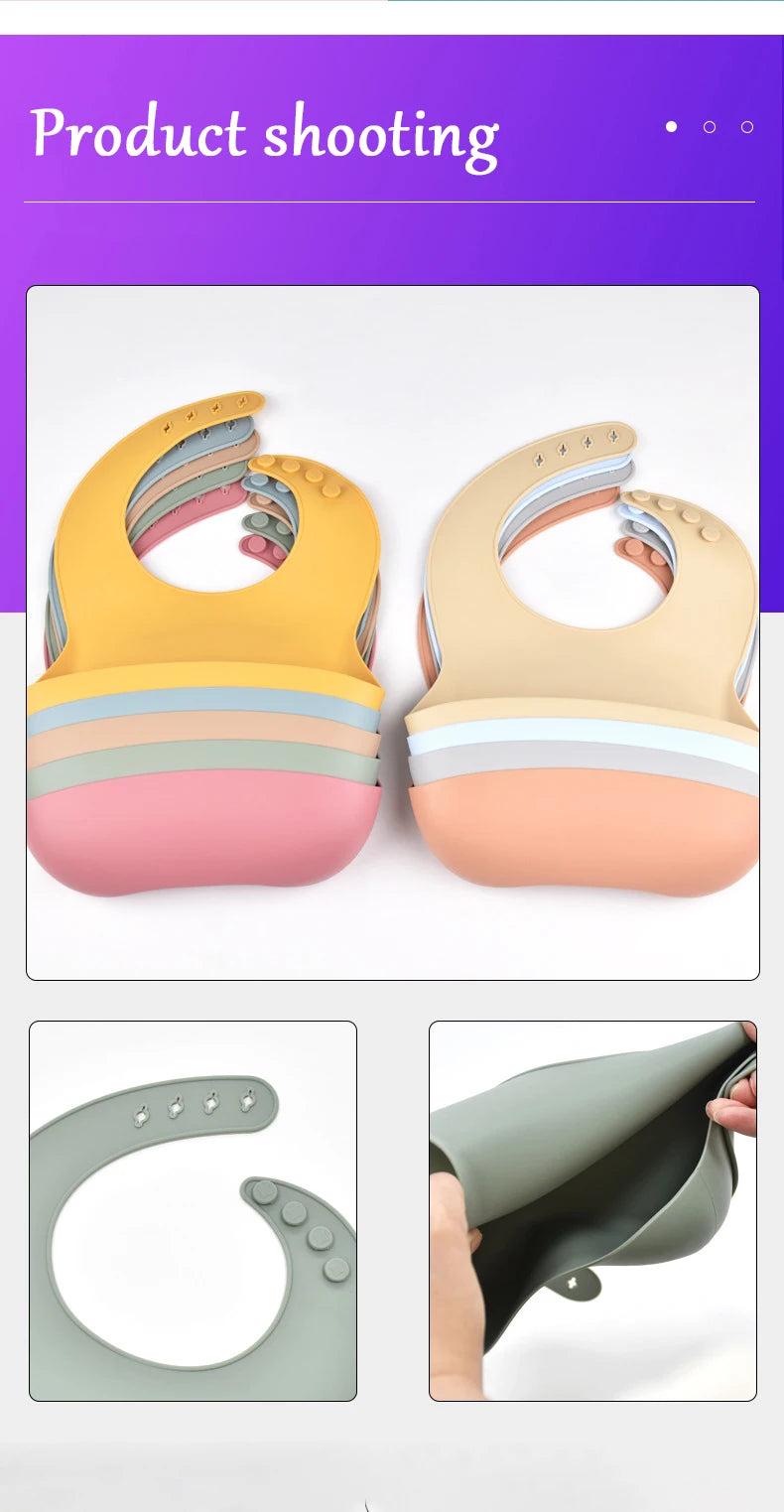 Baby Silicone Tray Bib Waterproof Soft 4-speed Adjustable Bibs Newborn Eating Food Isolate Dirt Feeding Saliva Pocke Kids Stuff