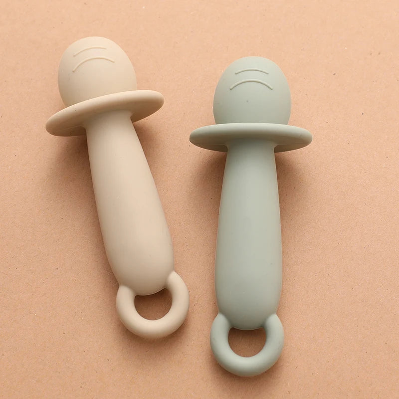 Baby Self Feeding Silicone Training Spoons First Stage Anti-Choke Led Weaning Supplies 6 Months +