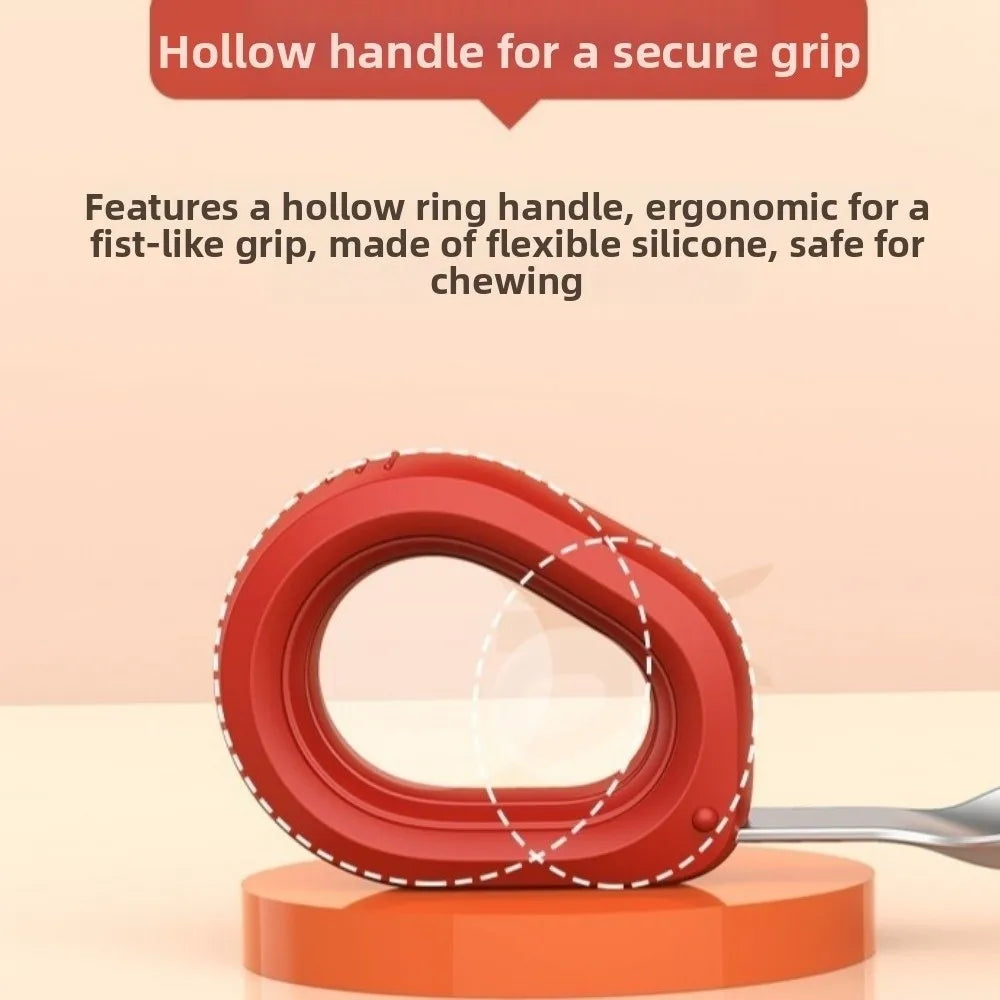 Silicone Handle Baby Silicone Spoon Set Anti-slip Anti-Choke Design Auxiliary Food Forks Self Feeding BPA Free