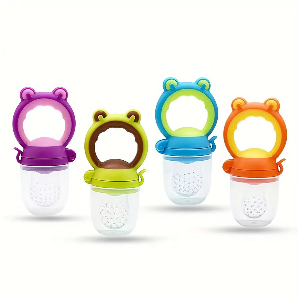 7pcs Baby Feeding Set: 2pcs Soft Silicone Feeding Bottle with Spoon,2pcs Fruit Feeder Pacifier with 3-Size Nipples